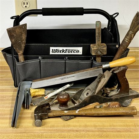 WorkForce Portable Tool Carrier, Shelf Brackets and Hand Tools Lot