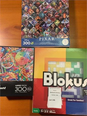 Board Game & Puzzle Lot - Pixar, Blokus, Aimee Stewart