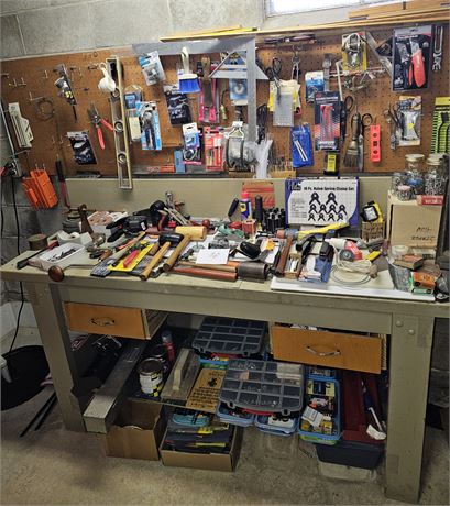Tool Bench Cleanout:Hammers/Planes/Hardware/Levels/Silicone/Clamp/Bits & More