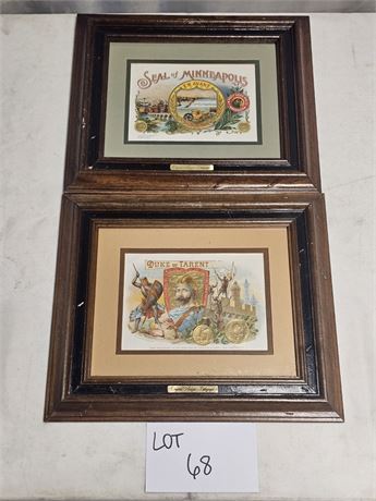Stone Lithograph Cigar Box Label Framed Seal Of Minneapolis & Duke Of Tarent