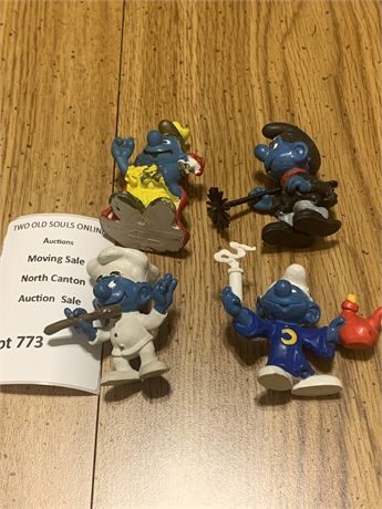 1980s Schleich Peyo Smurf Figurines Lot of 4 Made In West Germany