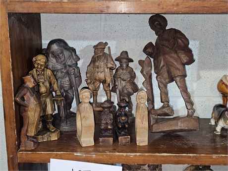 Mixed Hand Carved Wood Figurines : Swiss & German Made - Different Sizes & Style