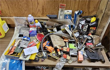 Mixed Car Parts Cleanout Radio, Oil Funnel, Plugs, Filter & More