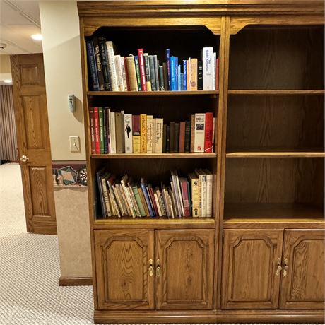 Wood Bookcase with Shelf and Cabinet Storage (NO CONTENTS) - 79"T x 32 x 15.5"