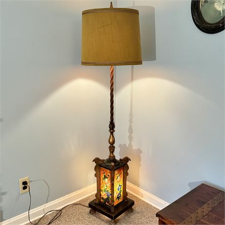 Old Handcrafted Folk Art Floor Lamp