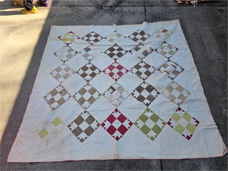 Handmade Scrappy Square Earthtones Quilt