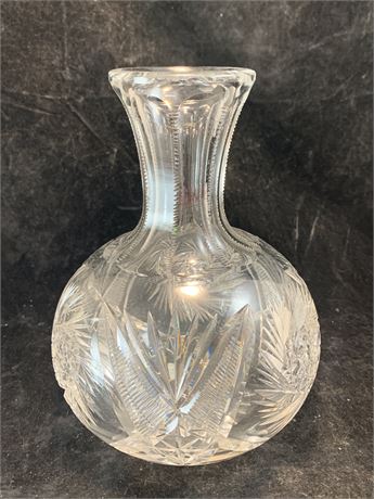 Vintage Antique Cut Crystal Glass Vase Or Decanter