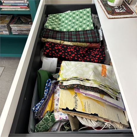 Large Drawerful of Unsorted Fabric and More
