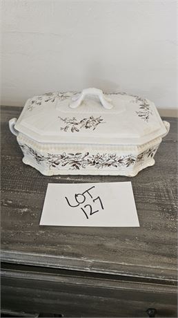 Vintage 1880's Ironstone English Transferware Covered Serving Tureen