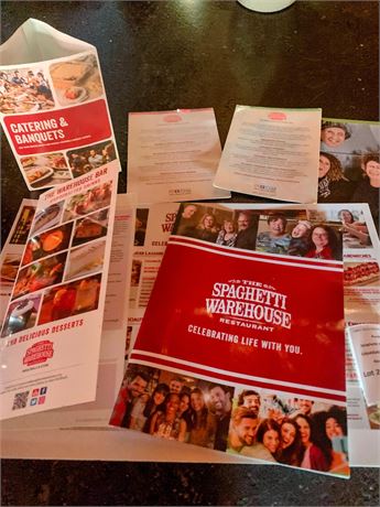 MEMORABILIA LOT - Spaghetti Warehouse Marketing & Menu Lot