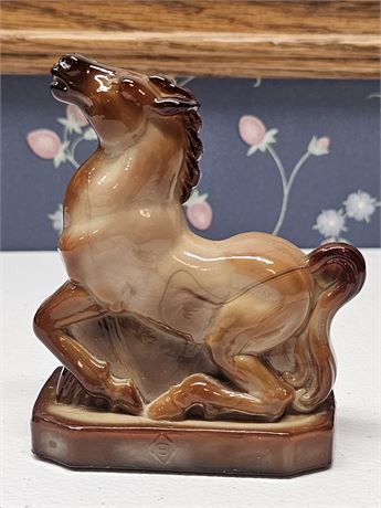 Boyd Chocolate Slag Glass Horse Paperweight