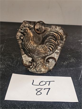 Antique 2-Piece Metal Rooster Chocolate Mold