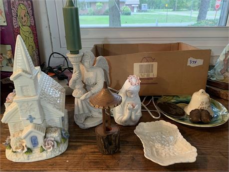 Ceramic & Glass Religious Lot Angels Church Mother Mary & More