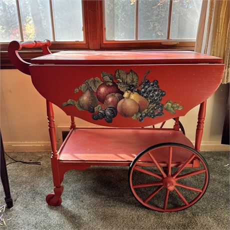 Painted Rolling Tea Cart