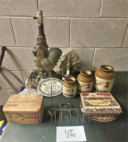 Rooster Lamp, Canister Set, Candle & More