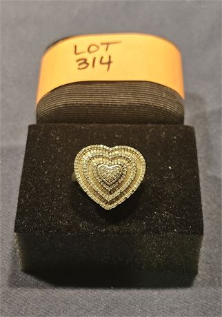 Sterling 925 SJ CZ Heart Ring Sz 10.5