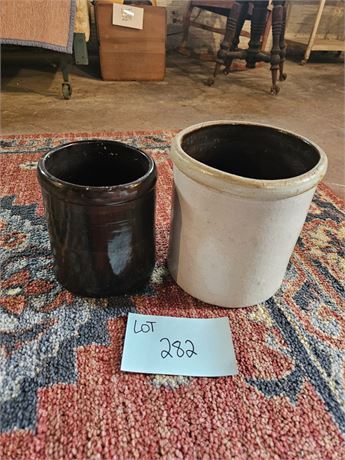 Salt Glaze Kraut Crock & Brown Glaze Crock