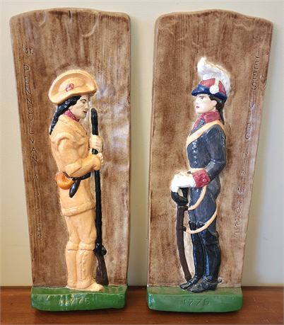 Chalkware Plaque Soldiers