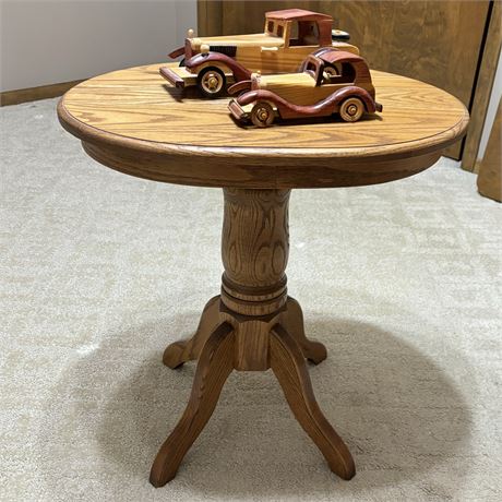 Solid Wood Accent Table and Wood Car Models