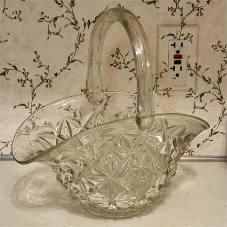 Extra-Large 12" x 12" Vintage Pressed Glass Basket