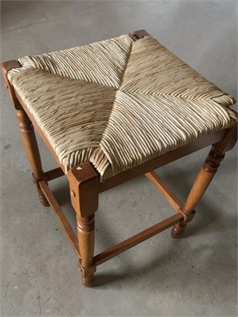 Wood Counter Stool W/Woven Rush Seat