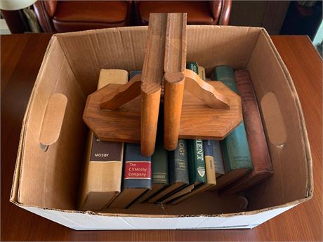 Book Lot with Set of Wood Bookends