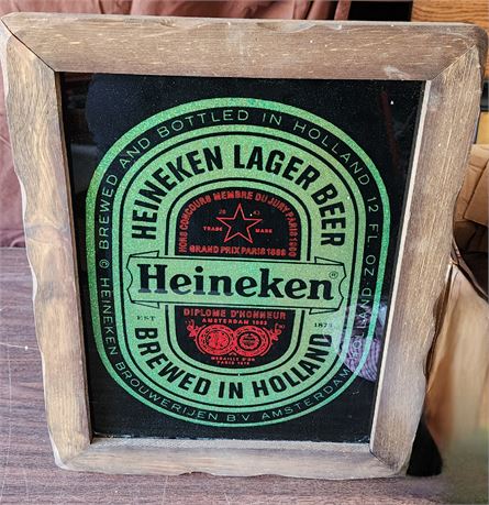 Vintage 1990 Heineken Beer Sign/Mirror