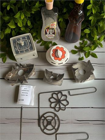 Vintage Metal Cookie Cutter Lot, Kitchen Timer, Mrs. Butterworth Bottle & More