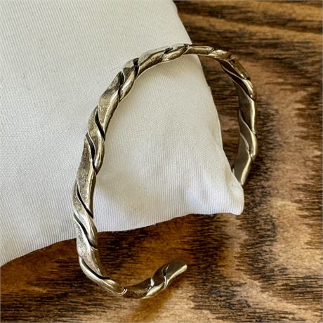 925 Sterling Silver Native American Signed Cuff Style Bracelet