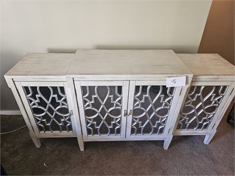 Brush Cream Color with Lattice & Glass Front Sideboard