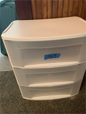 White Plastic Storage Container With 3 Drawers And Wheels