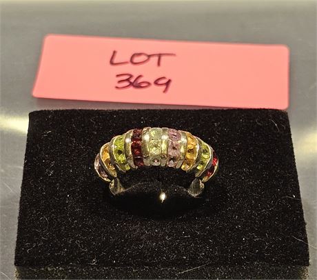 Sterling 925 Multi Semiprecious Stone Ring Sz 10