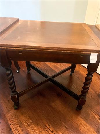 Rolling Twist Oak Draw Leaf Dining Table