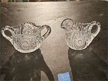 Indiana Glass Co. Pressed Glass Sugar & Creamer