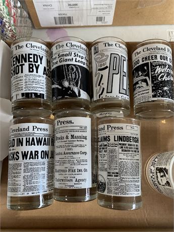 Cleveland Plain Dealer/Cleveland Press Commemorative Glass Bottle Set