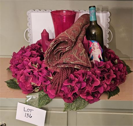 Home Decor Red Theme, Candles, Wreath, Vase & More