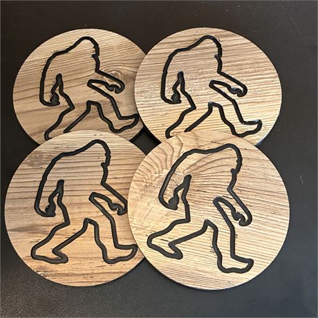 Big Foot CNC Engraved Vinyl 4" Drink Coasters