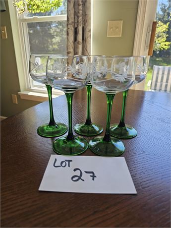 Green Stem Wine Glasses