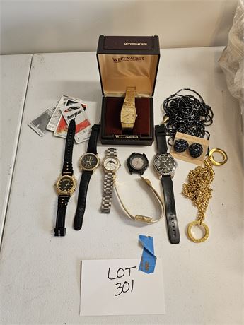 Mixed Jewelry & Watch Lot: Ralph Lauren Gold tone Belt/Seiko Ironman Watch