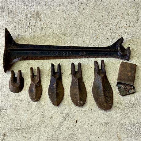 Antique LS JERSEY Cast Iron Cobblers Shoe Stand Molds