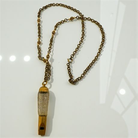 Cut Glass Faberge Perfume Whistle Pendant Necklace