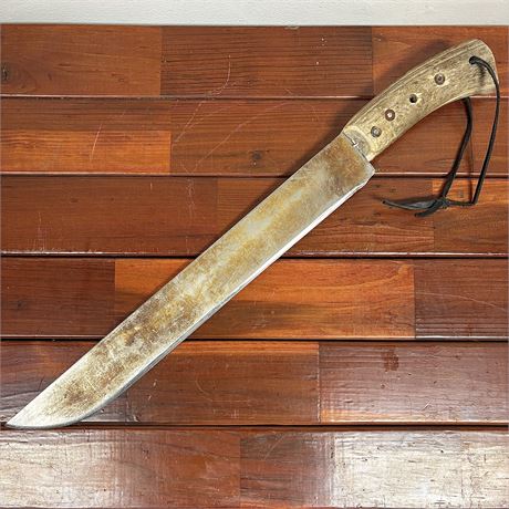 Old Machete Style Knife w/ Stag Handle - 23"L, 17"Blade