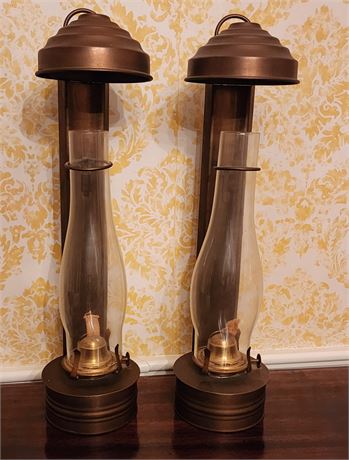 Tin & Glass Wall Mounted Oil Lamp