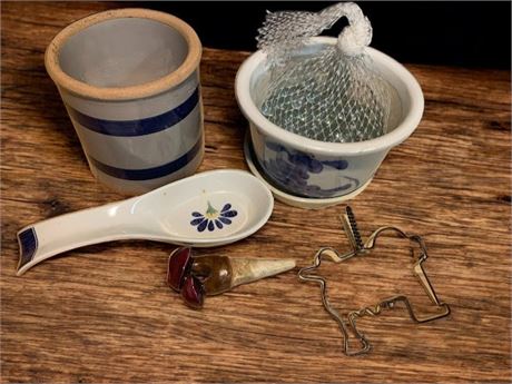 Vintage Ceramic Kitchen Pottery Lot With Multiple Items