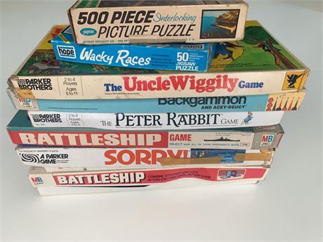Vintage Games Petter Rabbit, Uncle Wiggly, Battleship, Lotto, Dizzy Spell & More