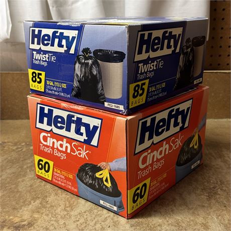 New Hefty 30 Gallon Trash Bags - 85 Count Box and 60 Count