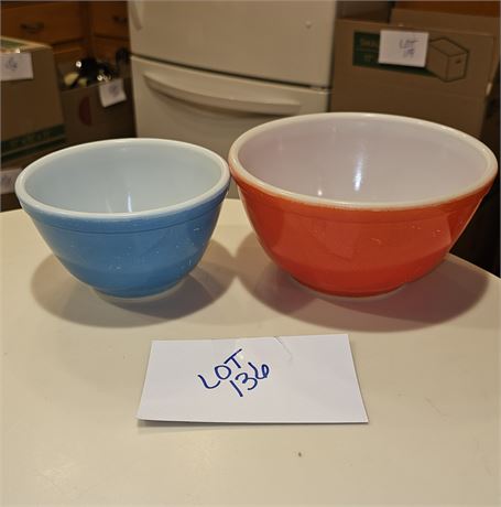 Pyrex Blue & Red Mixing Bowls