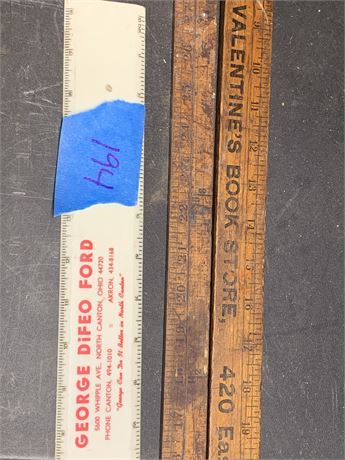 Vintage Advertising Wood Yard Sticks and Plastic Ruler