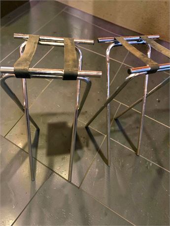 Industrial Tubular Steel Folding Restaurant Tray Stands (Lot of 2)