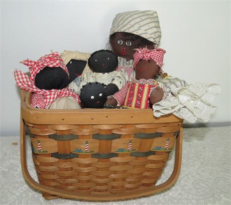 Basket Of Black Americana Dolls